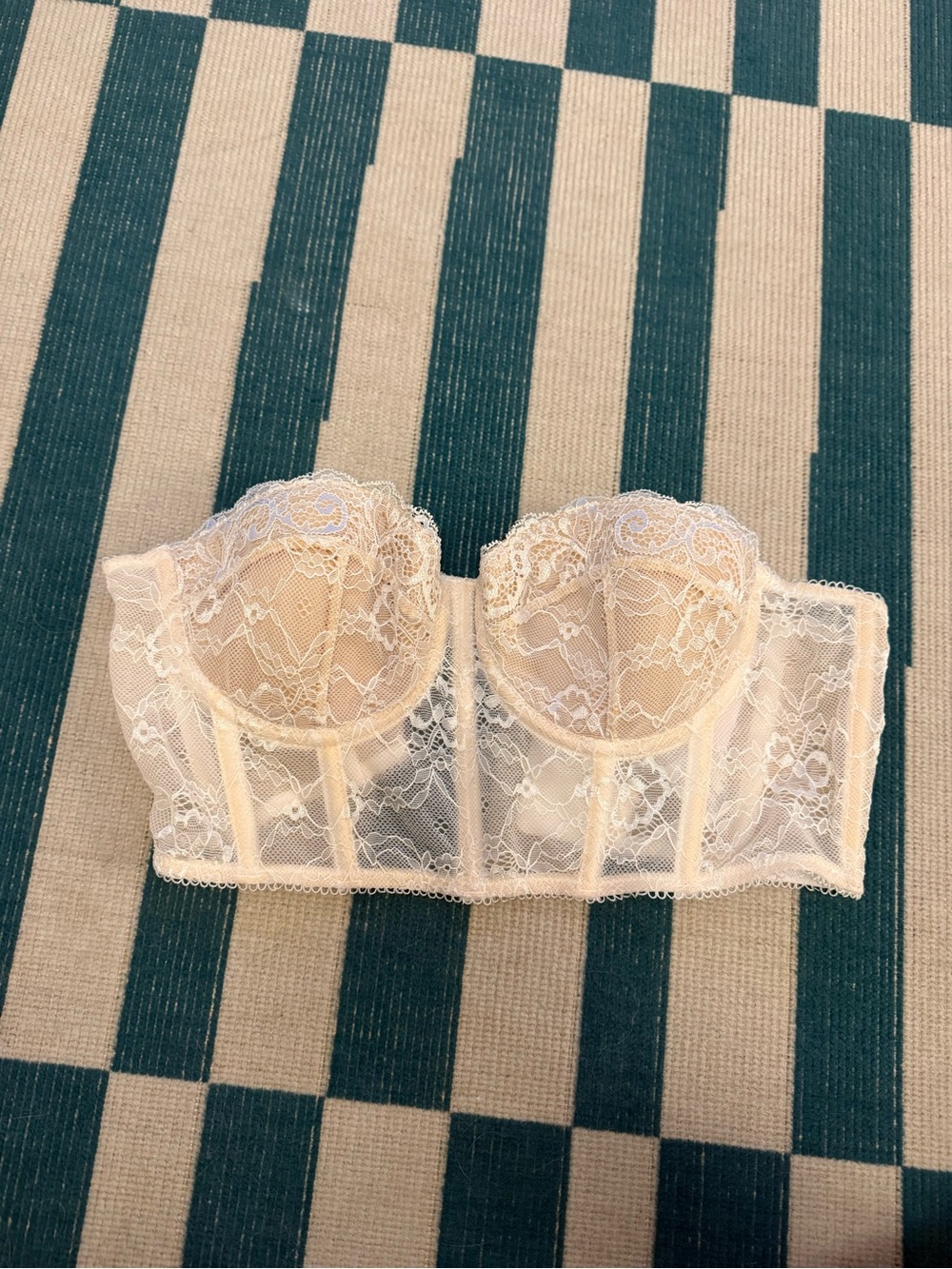Adika Cream Lace Longline Strapless Bustier